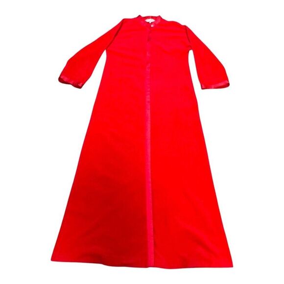 Vtg Vanity Fair Red Long Nightgown S Housecoat Robe Full Length Dressing Gown - Picture 1 of 4